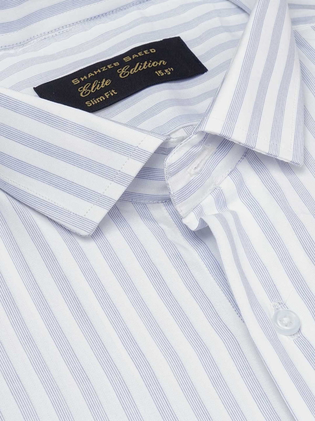 Blue & White Self Striped, Elite Edition, Spread Collar Men’s Formal Shirt (FS-1763)