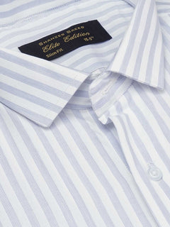 Blue & White Self Striped, Elite Edition, Spread Collar Men’s Formal Shirt (FS-1763)