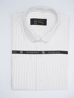 White & Black Striped, Elite Edition, Spread Collar Men’s Formal Shirt (FS-1767)