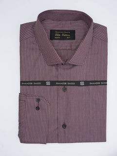 Burgundy Self Striped, Elite Edition, Spread Collar Men’s Formal Shirt (FS-1768)