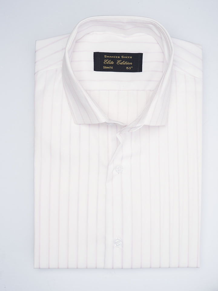 Light Purple & White Striped, Elite Edition, Spread Collar Men’s Formal Shirt (FS-1778)