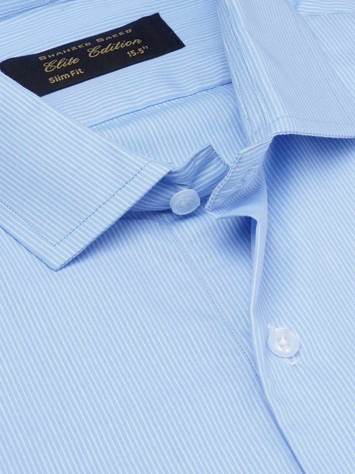 Blue Self Striped, Elite Edition, Spread Collar Men’s Formal Shirt (FS-1780)