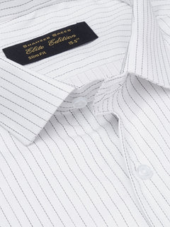 Black & White Striped, Elite Edition, Spread Collar Men’s Formal Shirt (FS-1781)