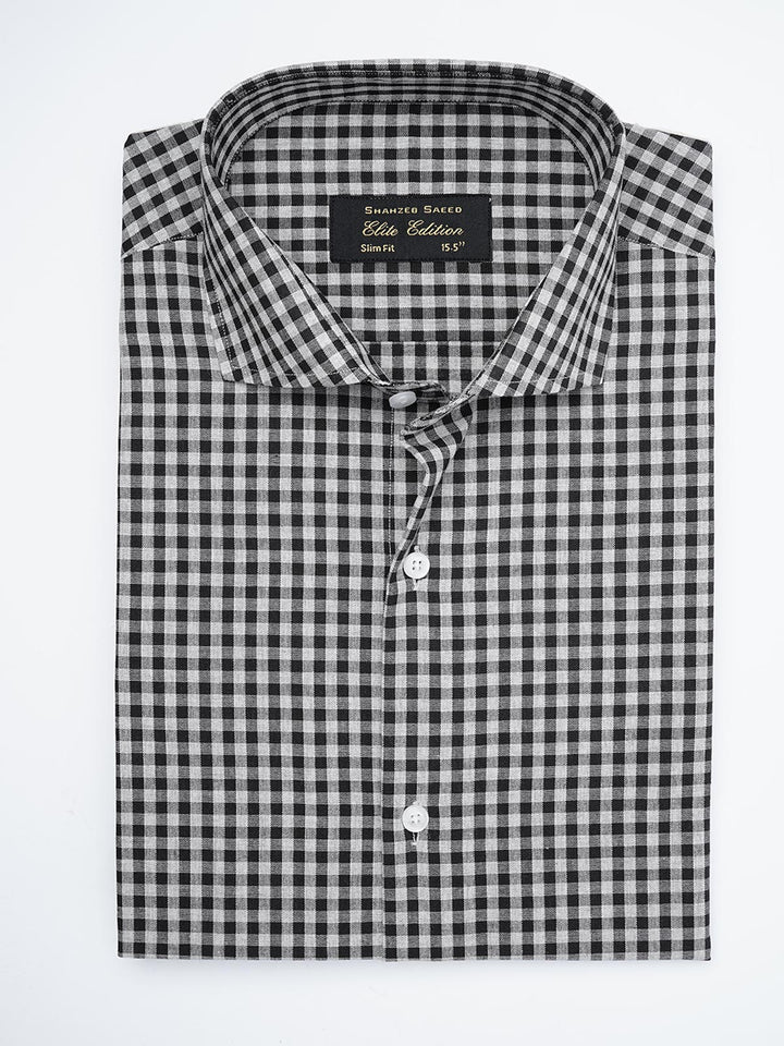 Black Checkered, Elite Edition, Cutaway Collar Men’s Formal Shirt  (FS-1783)