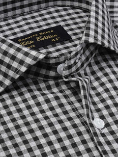 Black Checkered, Elite Edition, Cutaway Collar Men’s Formal Shirt  (FS-1783)