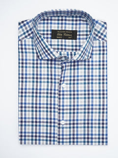 Blue & White Checkered, Elite Edition, Cutaway Collar Men’s Formal Shirt  (FS-1786)
