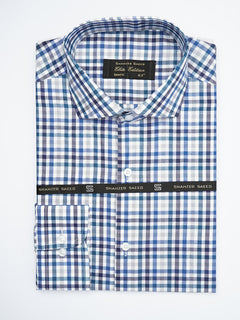 Blue & White Checkered, Elite Edition, Cutaway Collar Men’s Formal Shirt  (FS-1786)