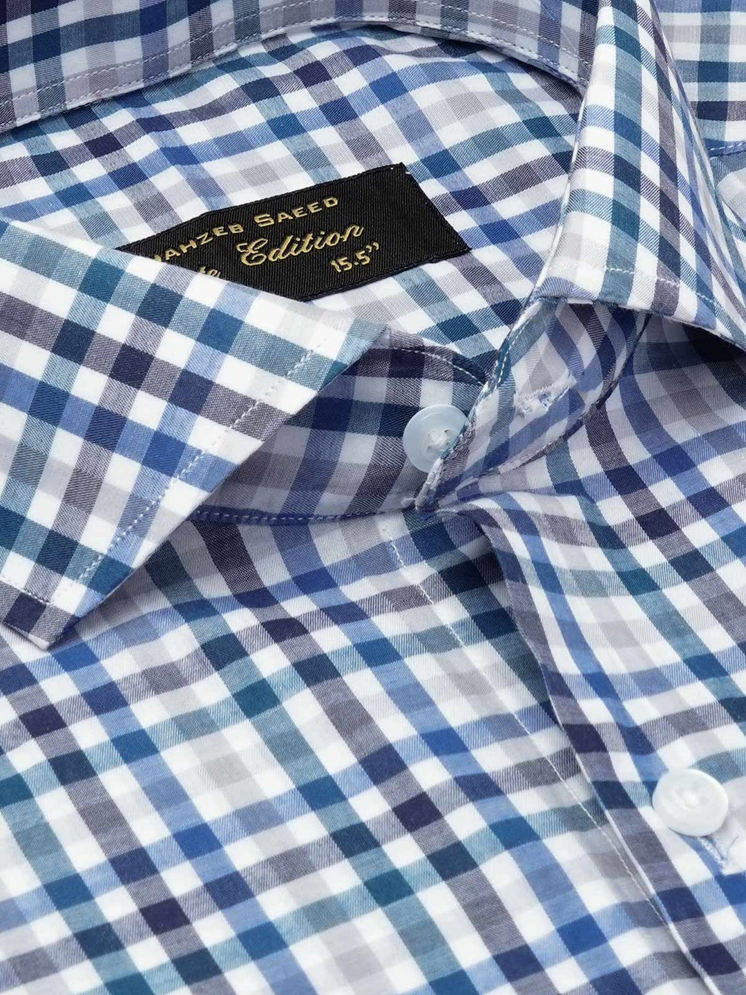 Blue & White Checkered, Elite Edition, Cutaway Collar Men’s Formal Shirt  (FS-1786)