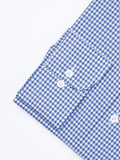 Blue & White Micro Checkered, Elite Edition, Cutaway Collar Men’s Formal Shirt  (FS-1787)