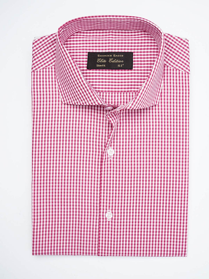 Pink & White Micro Checkered, Elite Edition, Cutaway Collar Men’s Formal Shirt  (FS-1788)