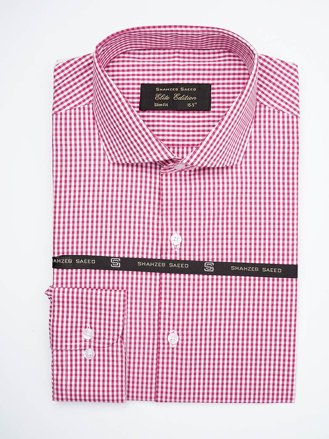 Pink & White Micro Checkered, Elite Edition, Cutaway Collar Men’s Formal Shirt  (FS-1788)