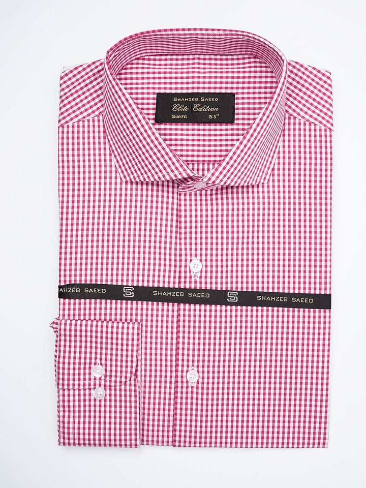 Pink & White Micro Checkered, Elite Edition, Cutaway Collar Men’s Formal Shirt  (FS-1788)