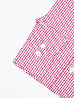 Pink & White Micro Checkered, Elite Edition, Cutaway Collar Men’s Formal Shirt  (FS-1788)