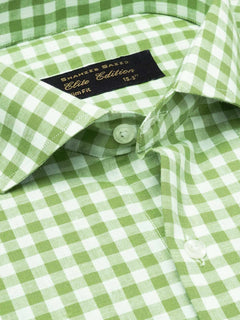 Olive Green & White Checkered, Elite Edition, Cutaway Collar Men’s Formal Shirt  (FS-1789)