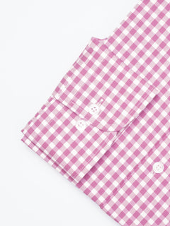 Pink & White Checkered, Elite Edition, Cutaway Collar Men’s Formal Shirt  (FS-1793)