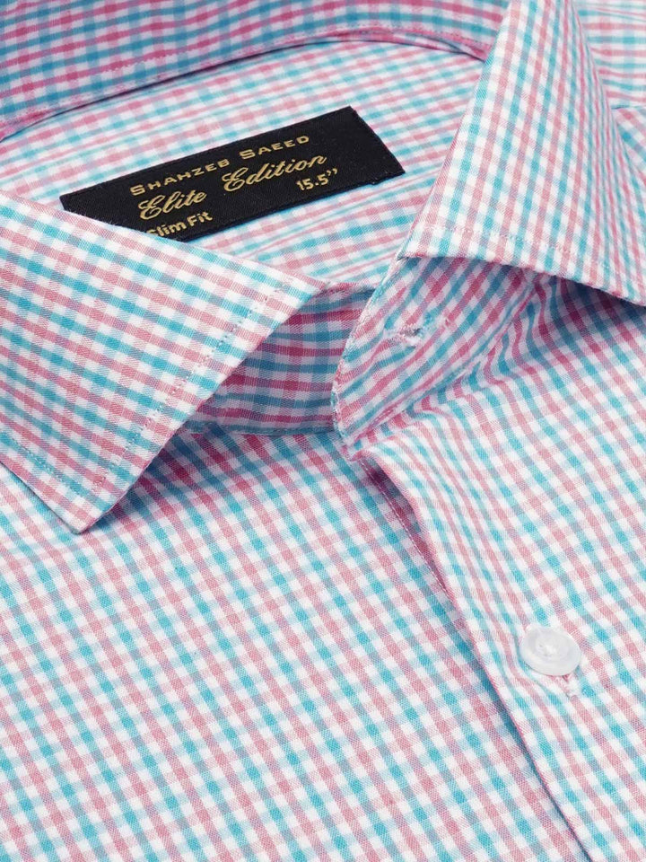 Multi Color Micro Checkered, Elite Edition, Cutaway Collar Men’s Formal Shirt  (FS-1794)