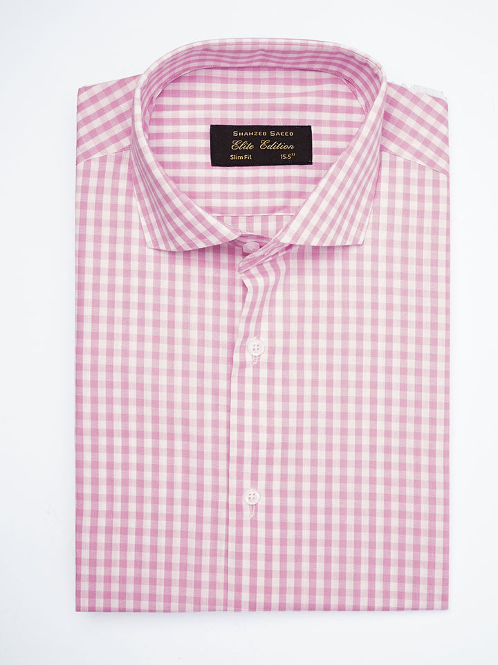 Pink & White Checkered, Elite Edition, Cutaway Collar Men’s Formal Shirt  (FS-1795)