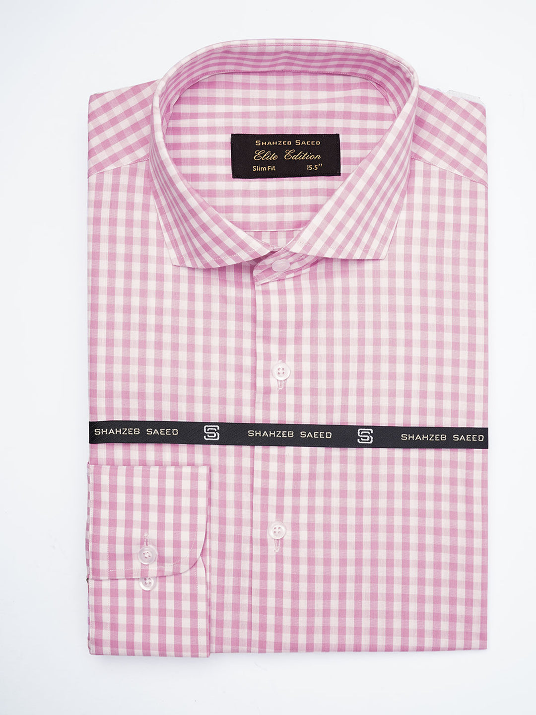 Pink & White Checkered, Elite Edition, Cutaway Collar Men’s Formal Shirt  (FS-1795)