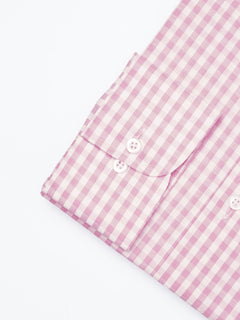 Pink & White Checkered, Elite Edition, Cutaway Collar Men’s Formal Shirt  (FS-1795)