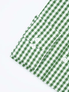 Green & White Checkered, Elite Edition, Cutaway Collar Men’s Formal Shirt  (FS-1796)