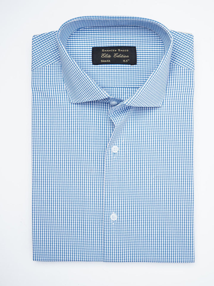 Blue Self Micro Checkered, Elite Edition, Cutaway Collar Men’s Formal Shirt  (FS-1797)