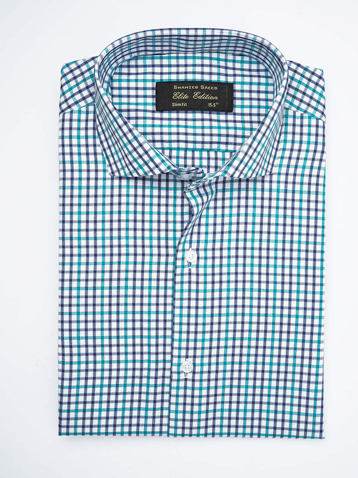 Blue Self Micro Checkered, Elite Edition, Cutaway Collar Men’s Formal Shirt  (FS-1798)