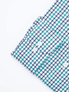 Blue Self Micro Checkered, Elite Edition, Cutaway Collar Men’s Formal Shirt  (FS-1798)