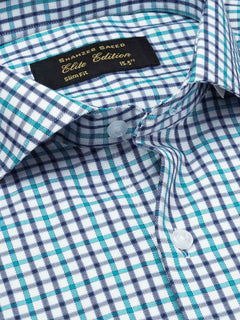 Blue Self Micro Checkered, Elite Edition, Cutaway Collar Men’s Formal Shirt  (FS-1798)
