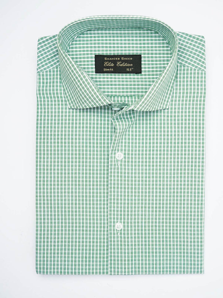 Light Green Self Micro Checkered, Elite Edition, Cutaway Collar Men’s Formal Shirt  (FS-1799)