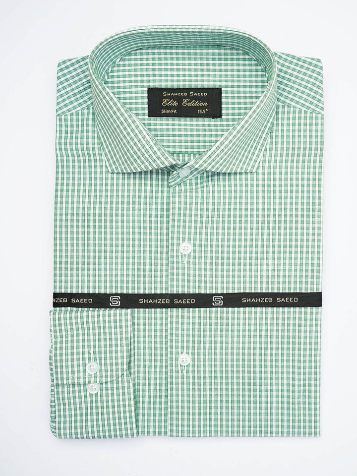 Light Green Self Micro Checkered, Elite Edition, Cutaway Collar Men’s Formal Shirt  (FS-1799)