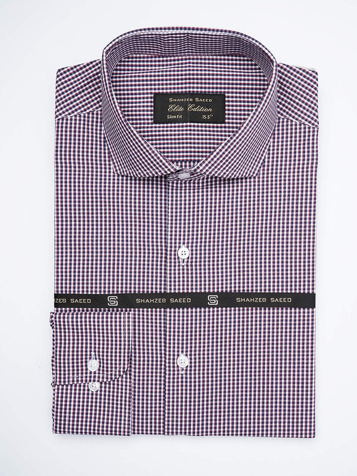 Navy & Red Self Micro Checkered, Elite Edition, Cutaway Collar Men’s Formal Shirt  (FS-1800)