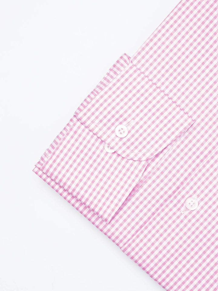 Pink & White Micro Checkered, Elite Edition, Cutaway Collar Men’s Formal Shirt  (FS-1803)