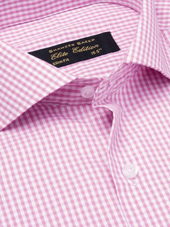 Pink & White Micro Checkered, Elite Edition, Cutaway Collar Men’s Formal Shirt  (FS-1803)