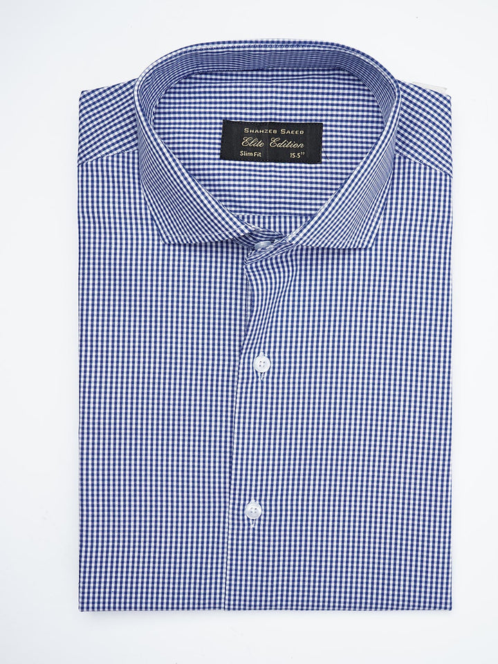 Blue & White Self Micro Checkered, Elite Edition, Cutaway Collar Men’s Formal Shirt  (FS-1804)