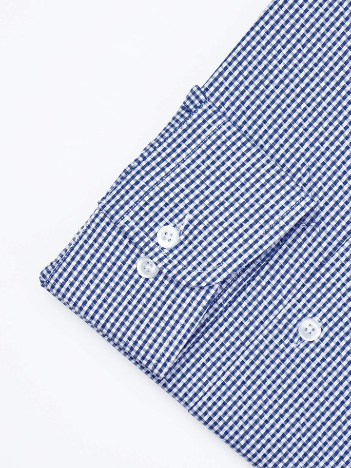 Blue & White Self Micro Checkered, Elite Edition, Cutaway Collar Men’s Formal Shirt  (FS-1804)