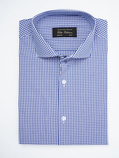 Blue & White Micro Checkered, Elite Edition, Cutaway Collar Men’s Formal Shirt  (FS-1805)