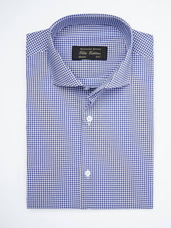 Blue & White Micro Checkered, Elite Edition, Cutaway Collar Men’s Formal Shirt  (FS-1806)