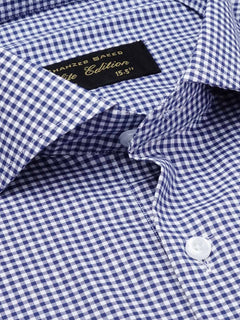 Blue & White Micro Checkered, Elite Edition, Cutaway Collar Men’s Formal Shirt  (FS-1806)