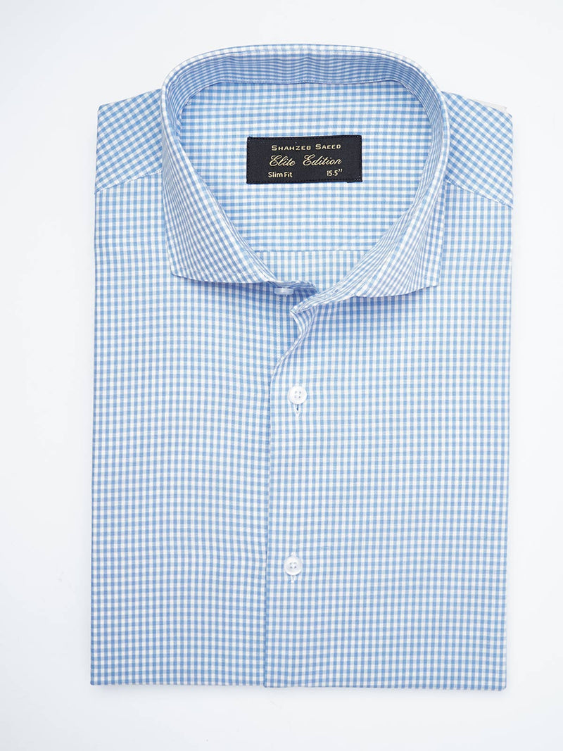 Blue Self Micro Checkered, Elite Edition, Cutaway Collar Men’s Formal Shirt  (FS-1807)