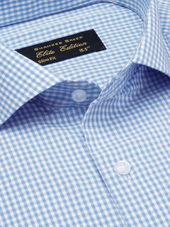 Blue Self Micro Checkered, Elite Edition, Cutaway Collar Men’s Formal Shirt  (FS-1807)