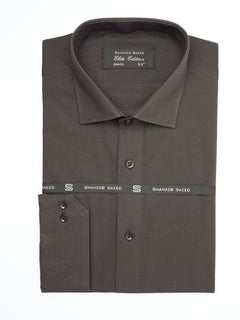 Dark Brown Plain, Elite Edition, Cutaway Collar Men’s Formal Shirt (FS-1811)