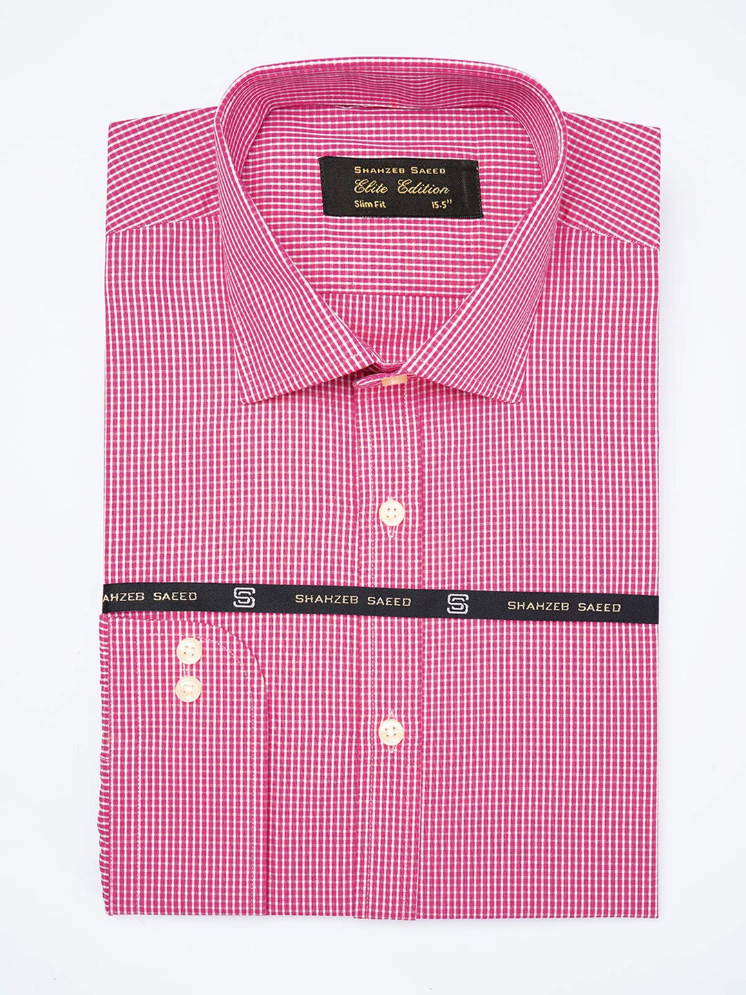 Dark Pink Micro Checkered, Elite Edition, French Collar Men’s Formal Shirt  (FS-1813)