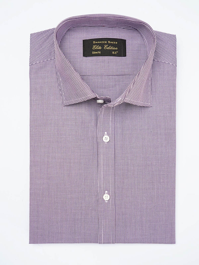 Dark Purple Micro Checkered, Elite Edition, French Collar Men’s Formal Shirt  (FS-1820)