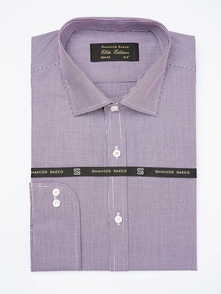 Dark Purple Micro Checkered, Elite Edition, French Collar Men’s Formal Shirt  (FS-1820)