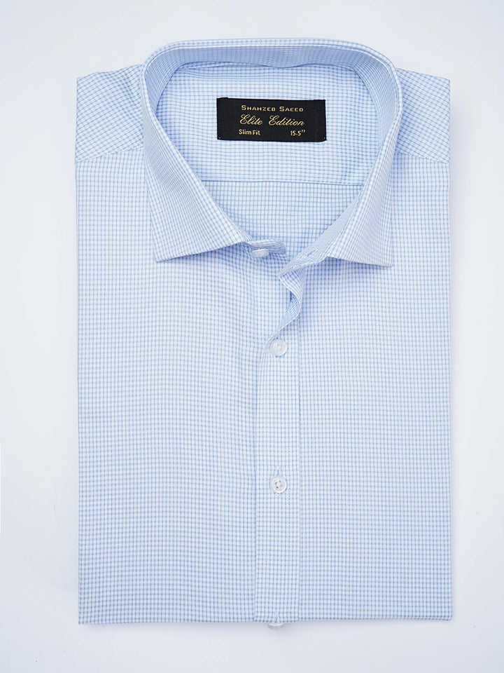 Blue Self Micro Checkered, Elite Edition, French Collar Men’s Formal Shirt  (FS-1822)