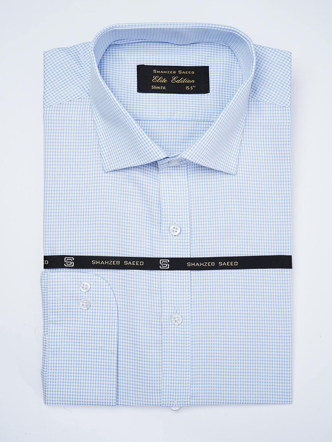 Blue Self Micro Checkered, Elite Edition, French Collar Men’s Formal Shirt  (FS-1822)