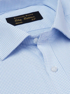 Blue Self Micro Checkered, Elite Edition, French Collar Men’s Formal Shirt  (FS-1822)