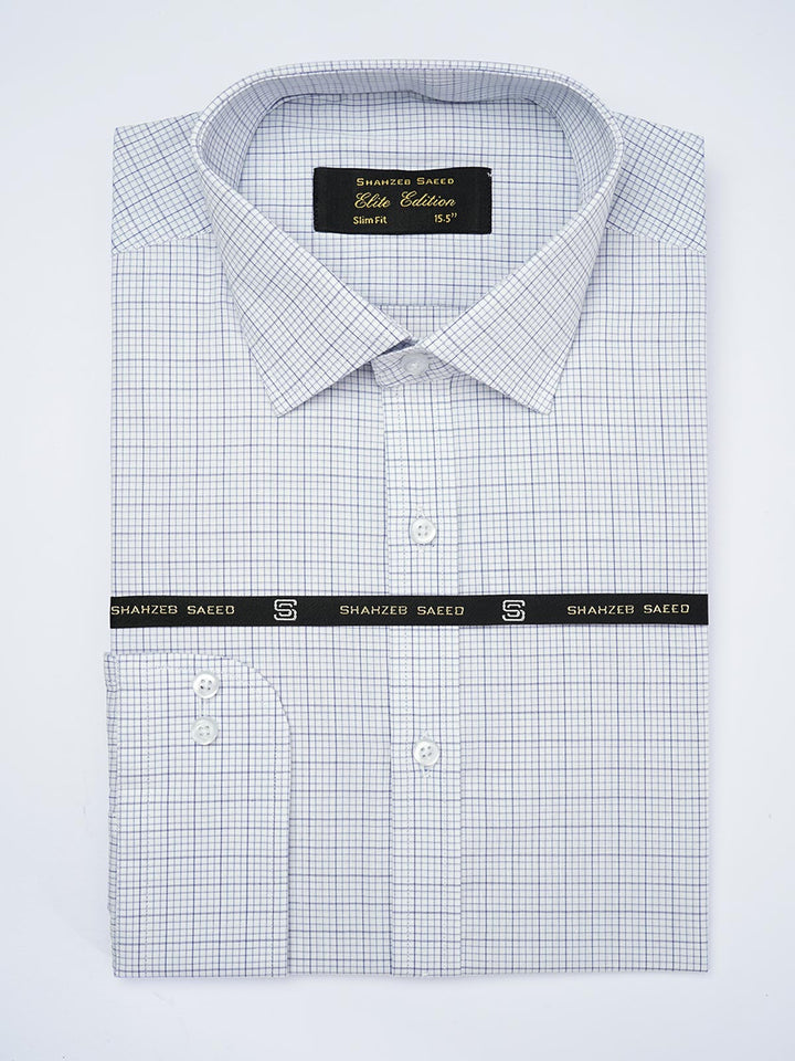 Blue Micro Checkered, Elite Edition, French Collar Men’s Formal Shirt  (FS-1825)