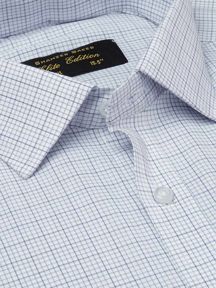 Blue Micro Checkered, Elite Edition, French Collar Men’s Formal Shirt  (FS-1825)