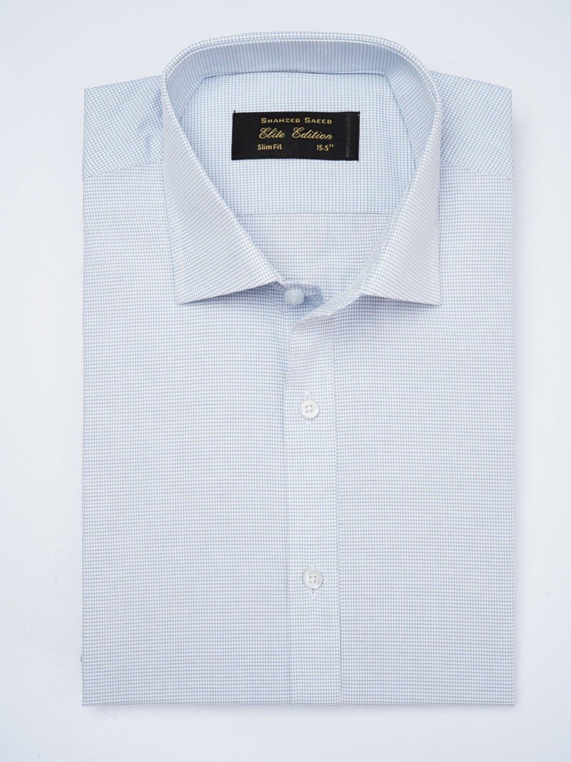 Blue Micro Checkered, Elite Edition, French Collar Men’s Formal Shirt  (FS-1826)